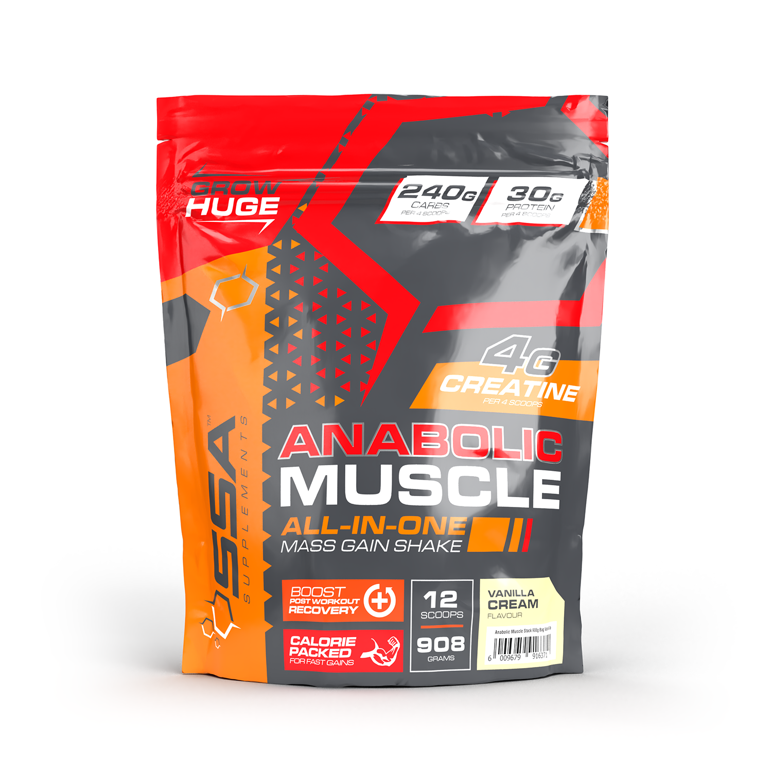 Supplement package labeled 'Anabolic Muscle' on a white background