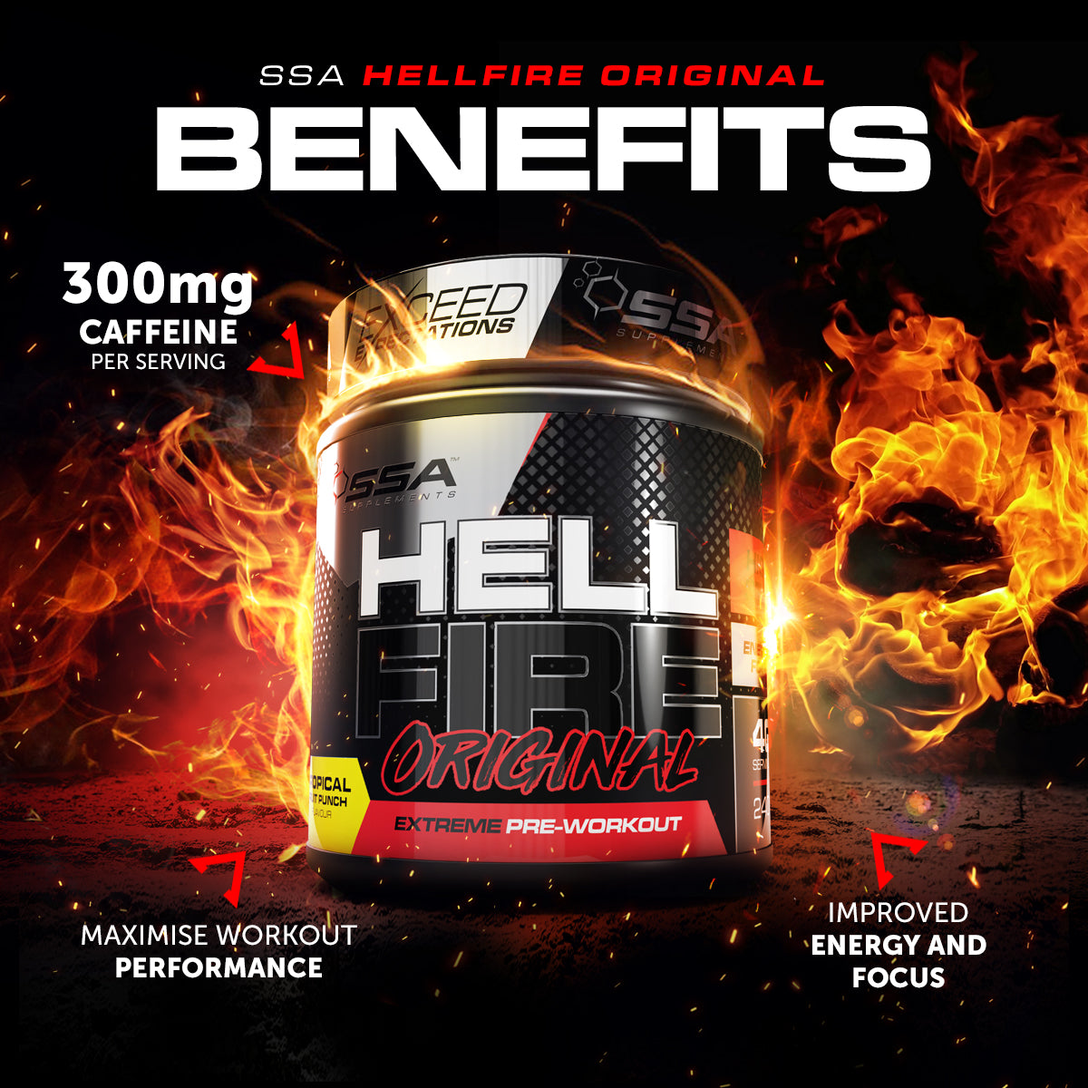 SSA Hellfire Original - High Stimulant Pre-Workout [20-40 Servings]