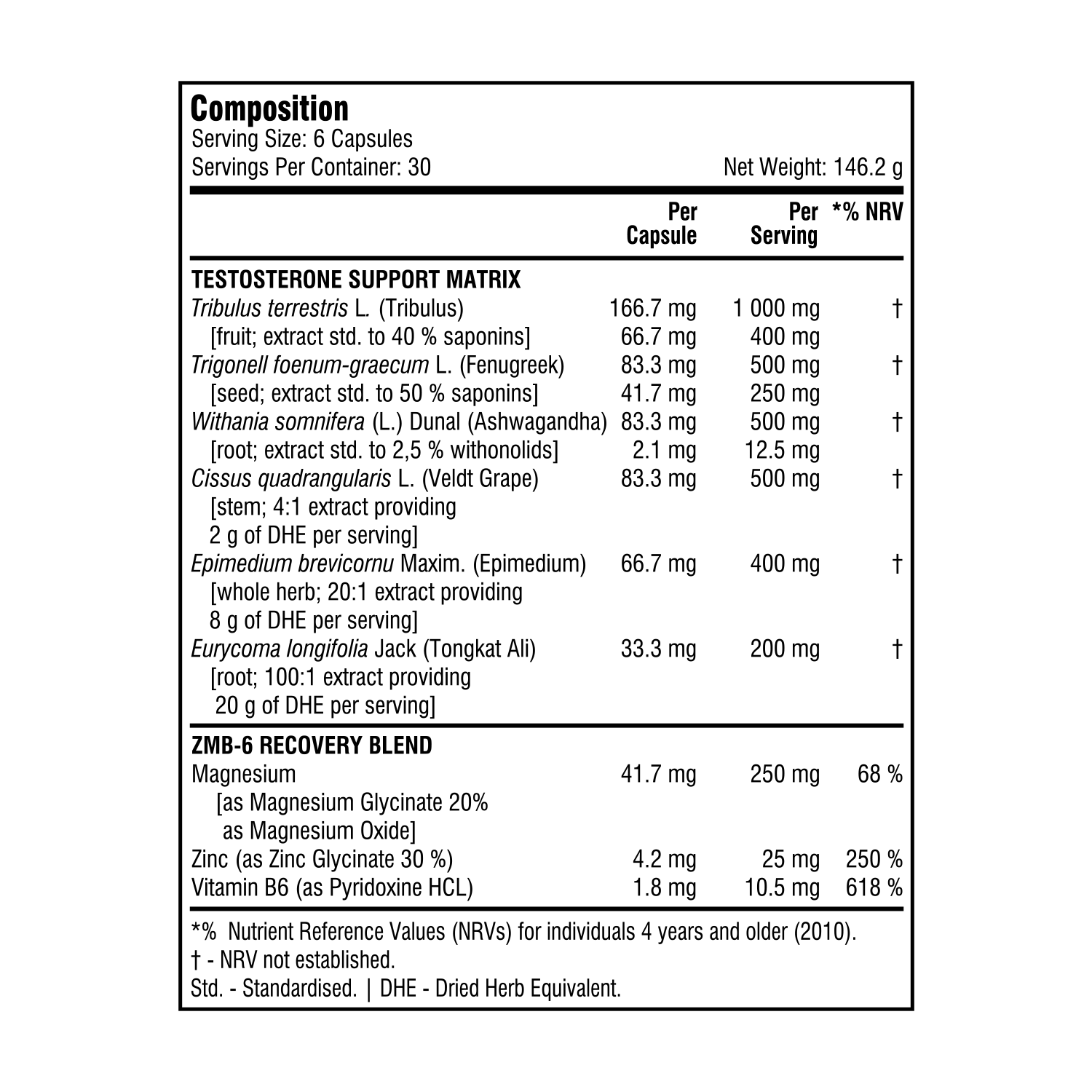 SSA Rhino Black Hardcore Testosterone Booster [15 - 30 Servings]