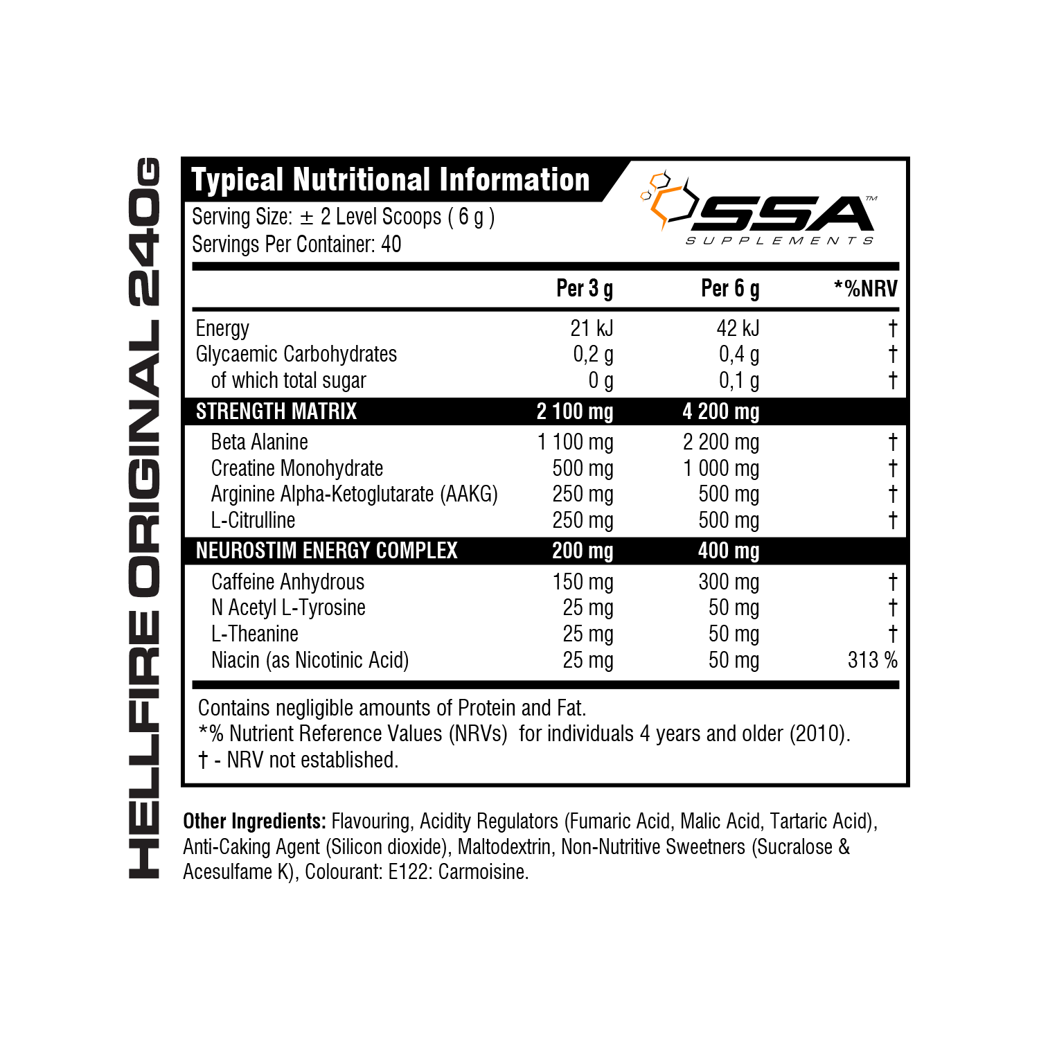 SSA Hellfire Original - High Stimulant Pre-Workout [20-40 Servings]
