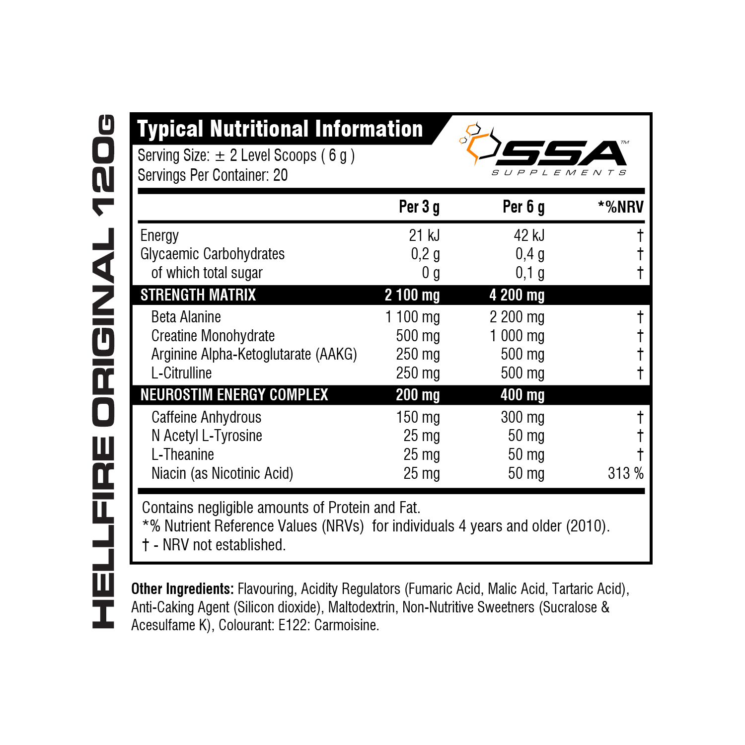 SSA Hellfire Original - High Stimulant Pre-Workout [20-40 Servings]