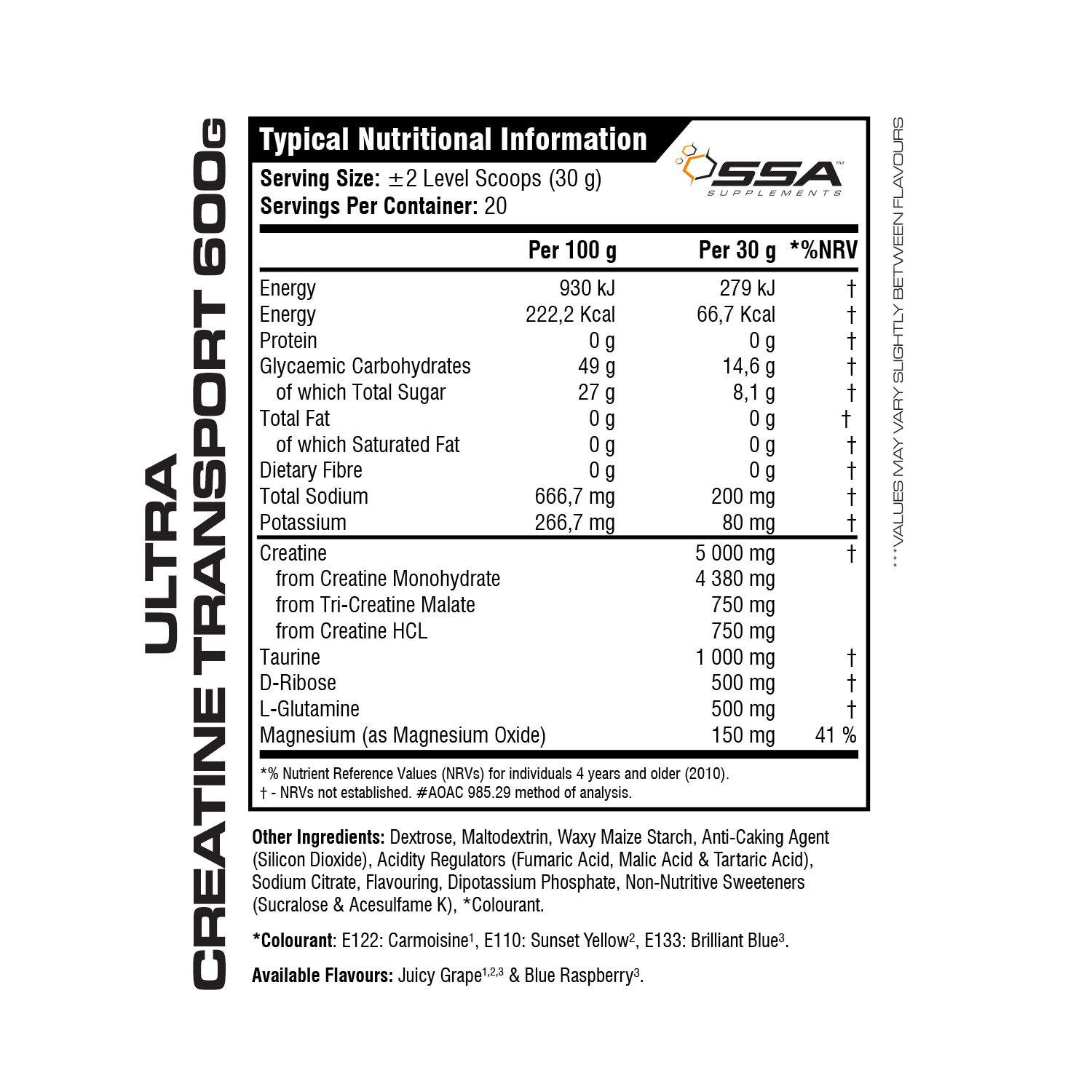 SSA Ultra Creatine Transport 600g Juicy Grape (Free Gift)
