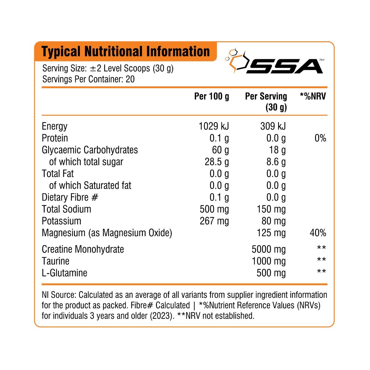 SSA Ultra Creatine Transport - Cell Volumisation Creatine [20 Servings]