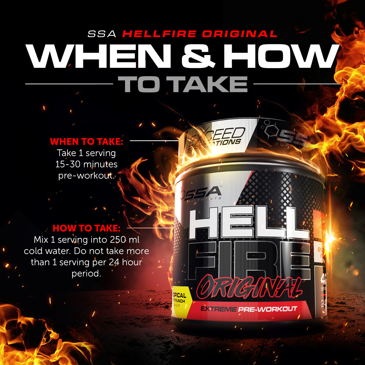 SSA Hellfire Original - High Stimulant Pre-Workout [20-40 Servings]