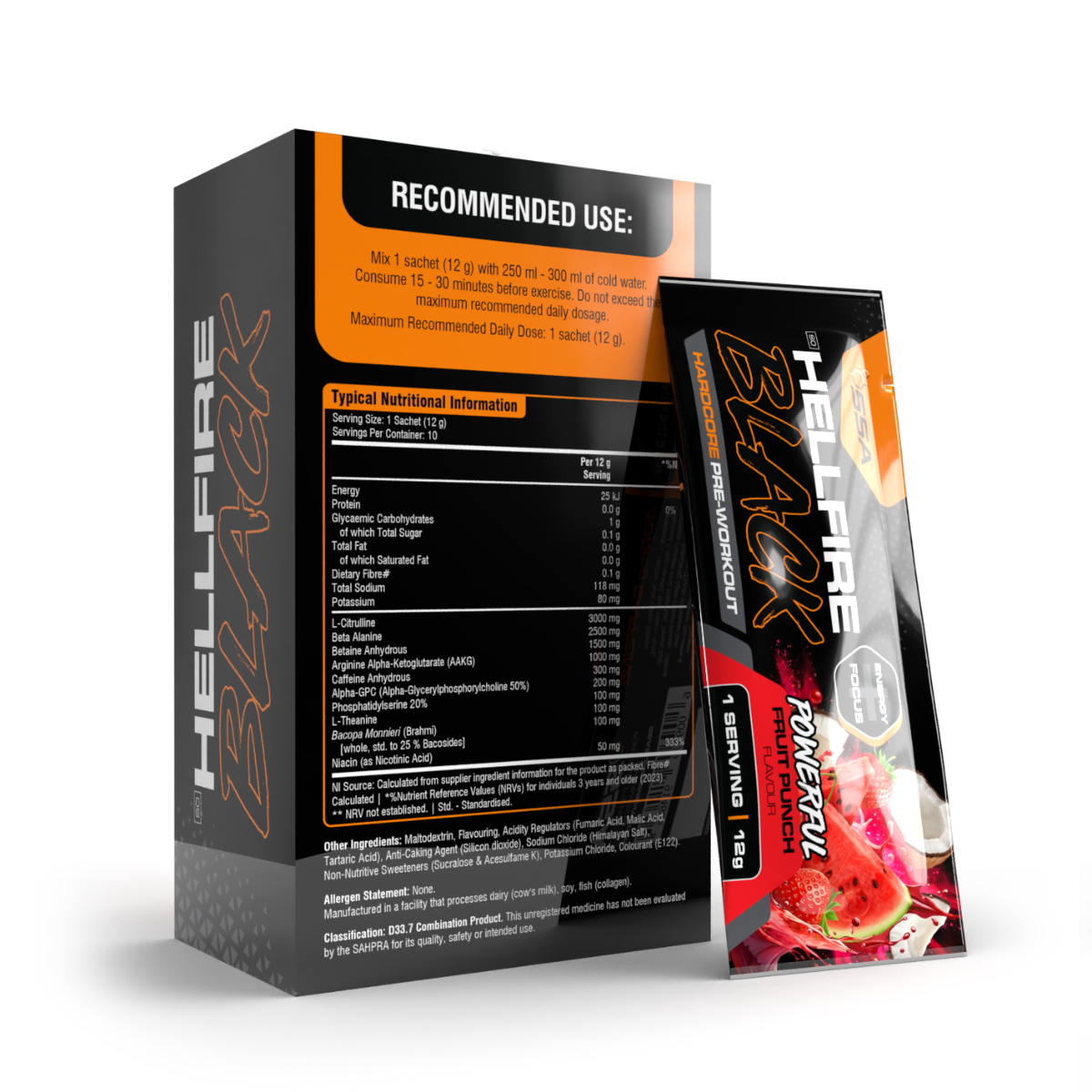 SSA Hellfire Black Sachets 10 x 12g